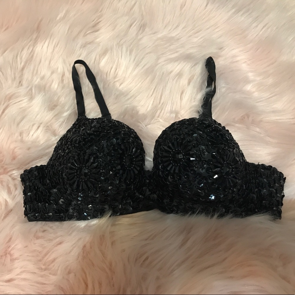 Black Sequin Bra